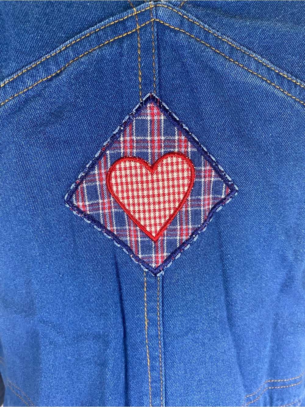 Koret Blue Denim Women's Overalls with Red & White Plaid Trim - Picture 11 of 16
